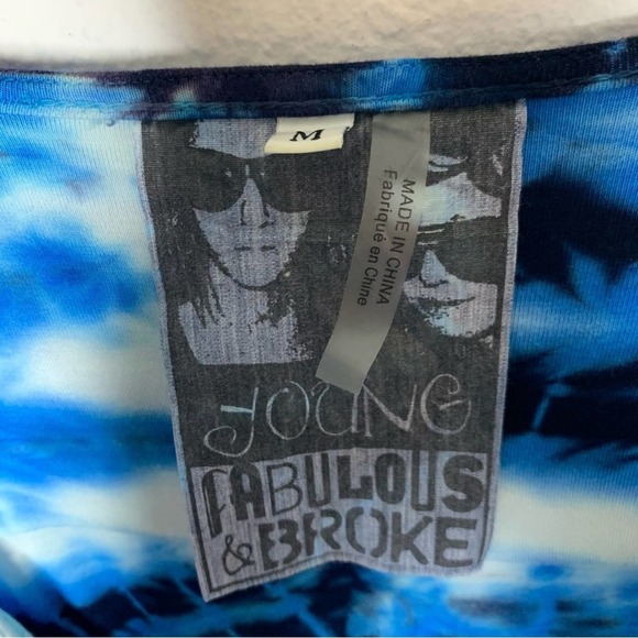 Young Fabulous & Broke 'Malik' Utility Blue Tie Dye Roll Tabbed Sleeves Romper - Picture 5 of 10